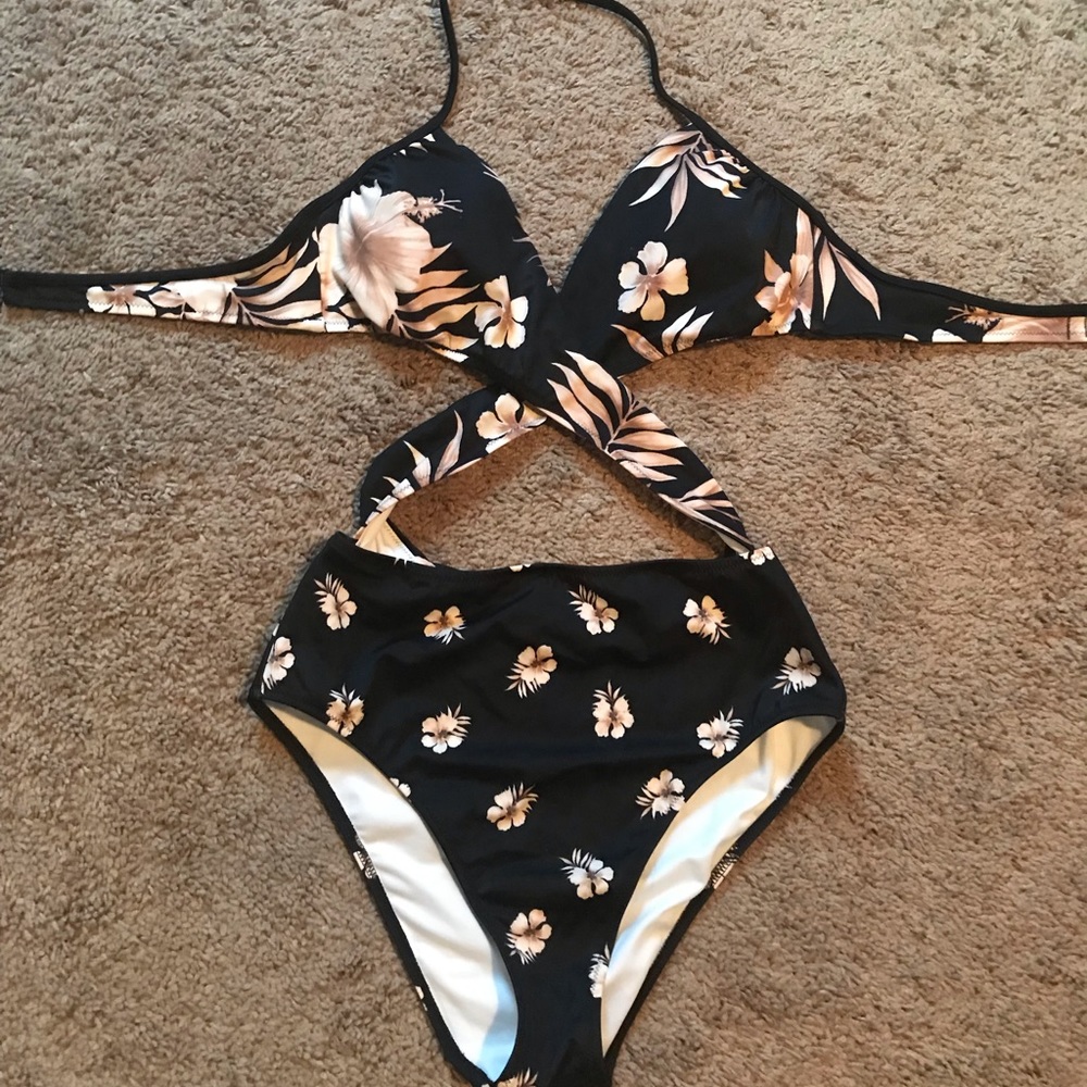 Victoria Secrets Pink high waisted cross one piece